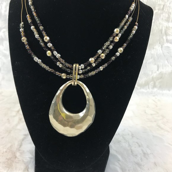 Multi Strand invisible Tribal  Hammered Necklace - Picture 4 of 13